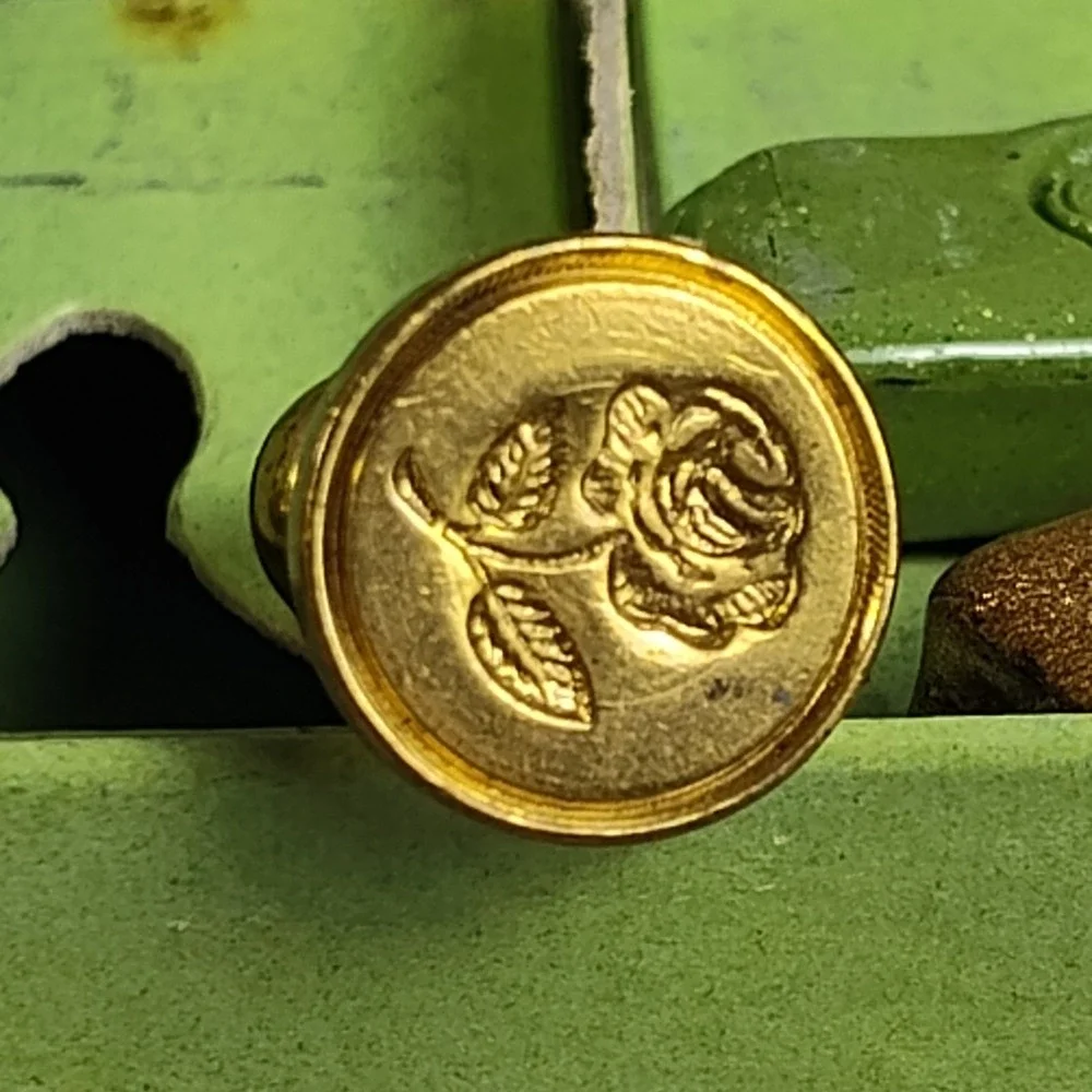 Vtg Mura Sealing Wax Set‎ Rose & Letter 'E' Monogram Stamp Brass Seal England